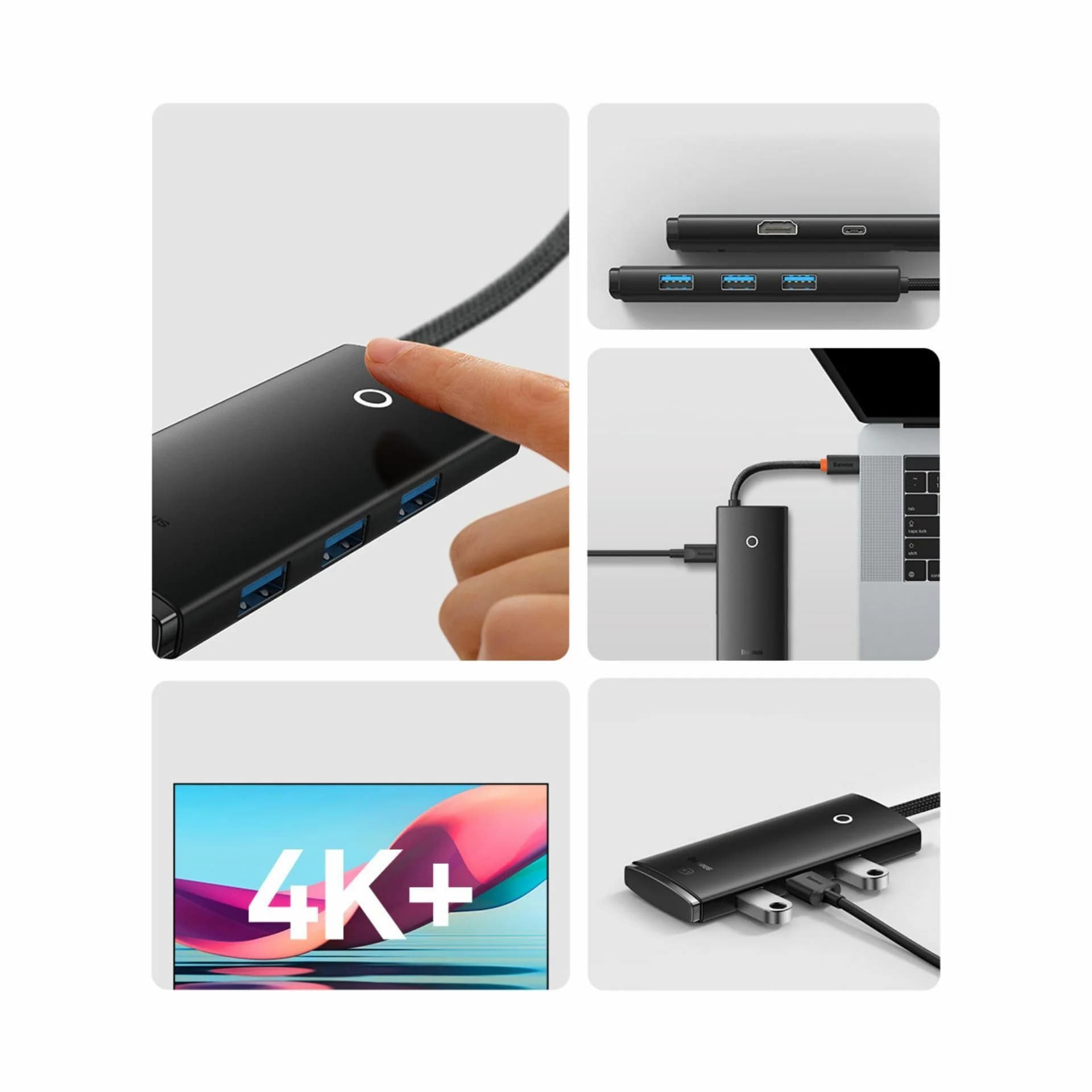 Baseus priklopna postaja USB 3.1 TipC 5v1 4K črn WKQX040001 - slika 9