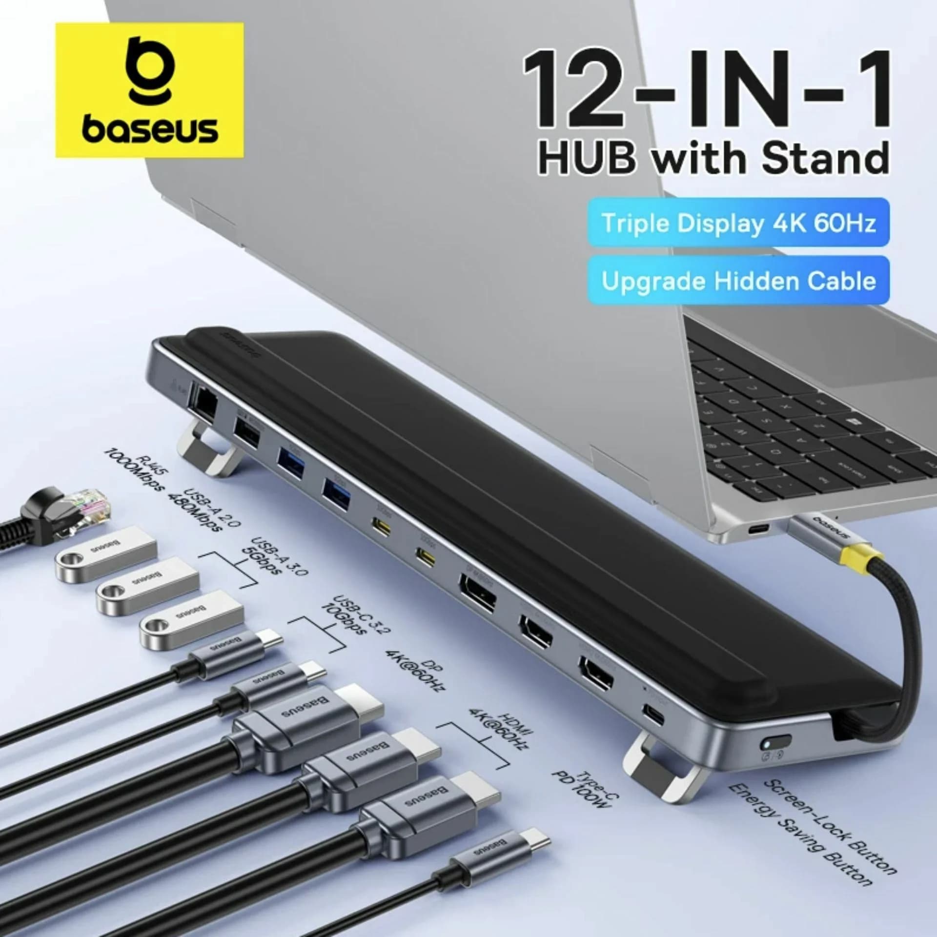 Baseus priklopna postaja USB 3.2 TipC 12v1 EliteJoy siva EH3 B0114200 - slika 2