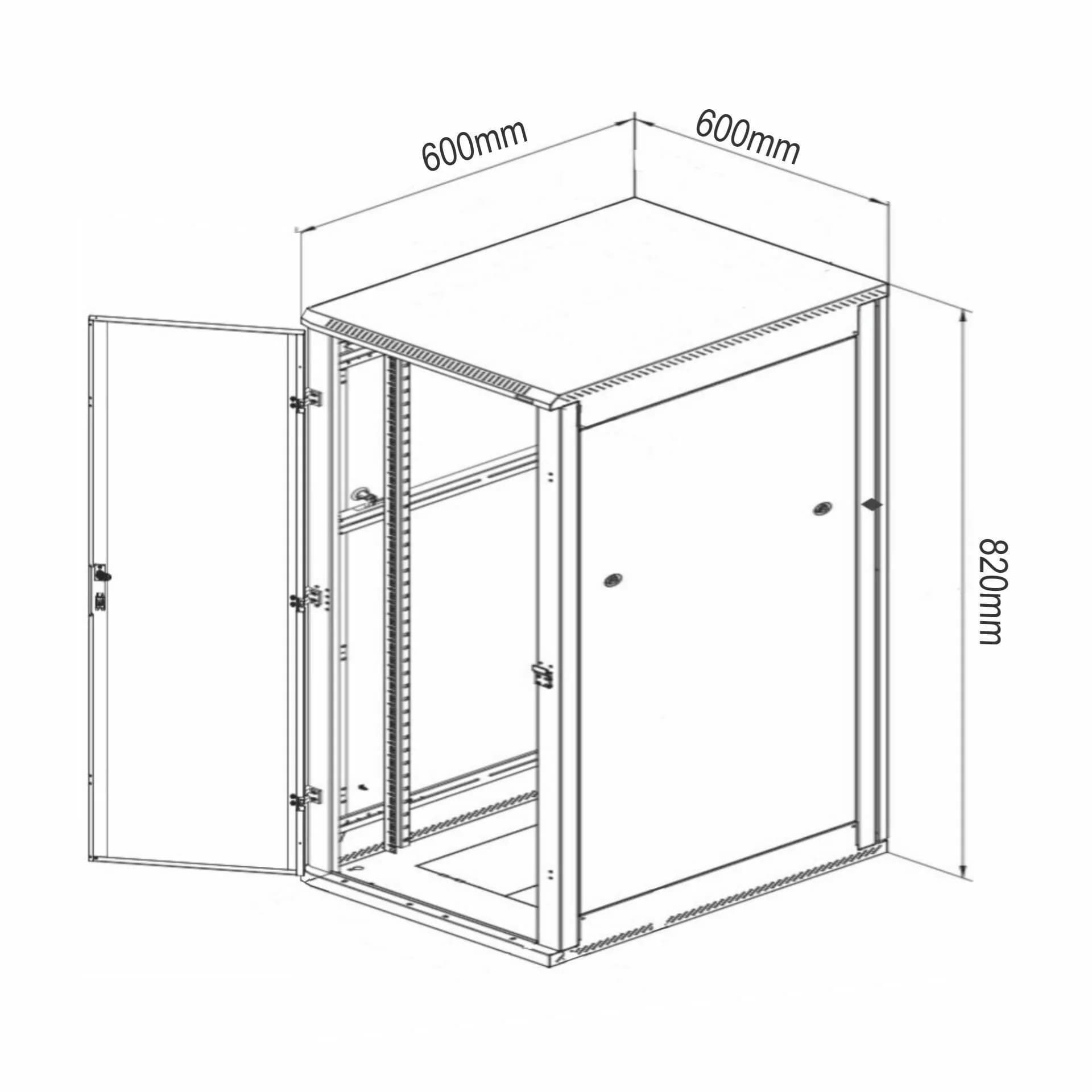 Digitus zidni kabinet 16U 820 600x600 črn sestavljen DN-19 16U-6/6-SW - slika 2