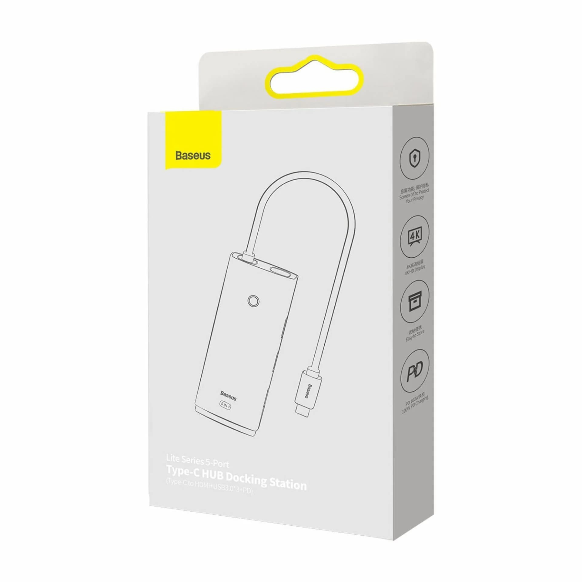 Baseus priklopna postaja USB 3.1 TipC 5v1 4K črn WKQX040001 - slika 11