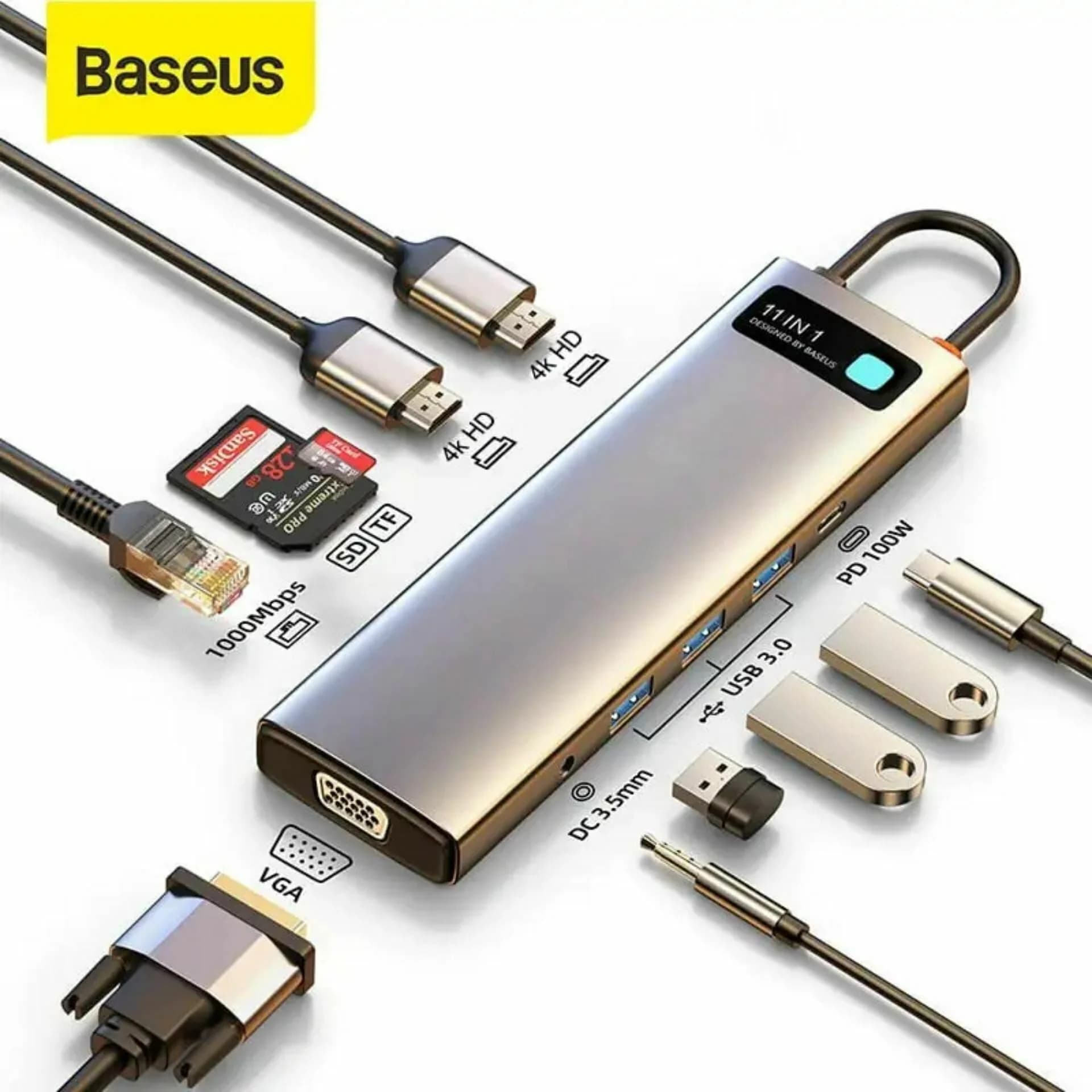 Baseus priklopna postaja USB 3.0 TipC 11v1 siva CAHUB-CT0G - slika 2