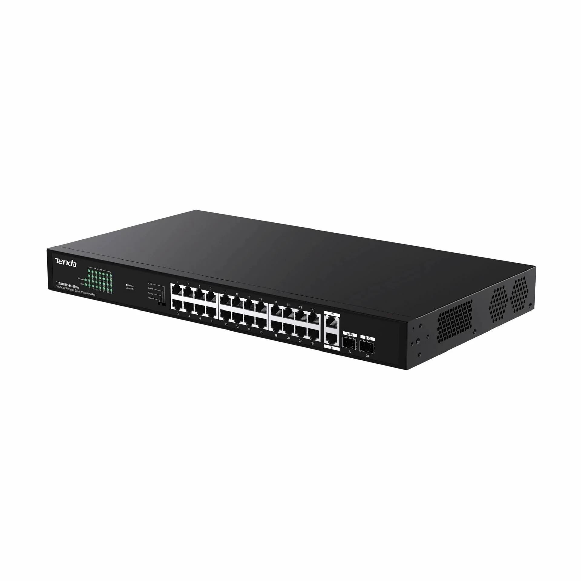 Tenda stikalo Giga 26-port rack 24x PoE 2xSFP TEG1128P-24-250W - slika 4