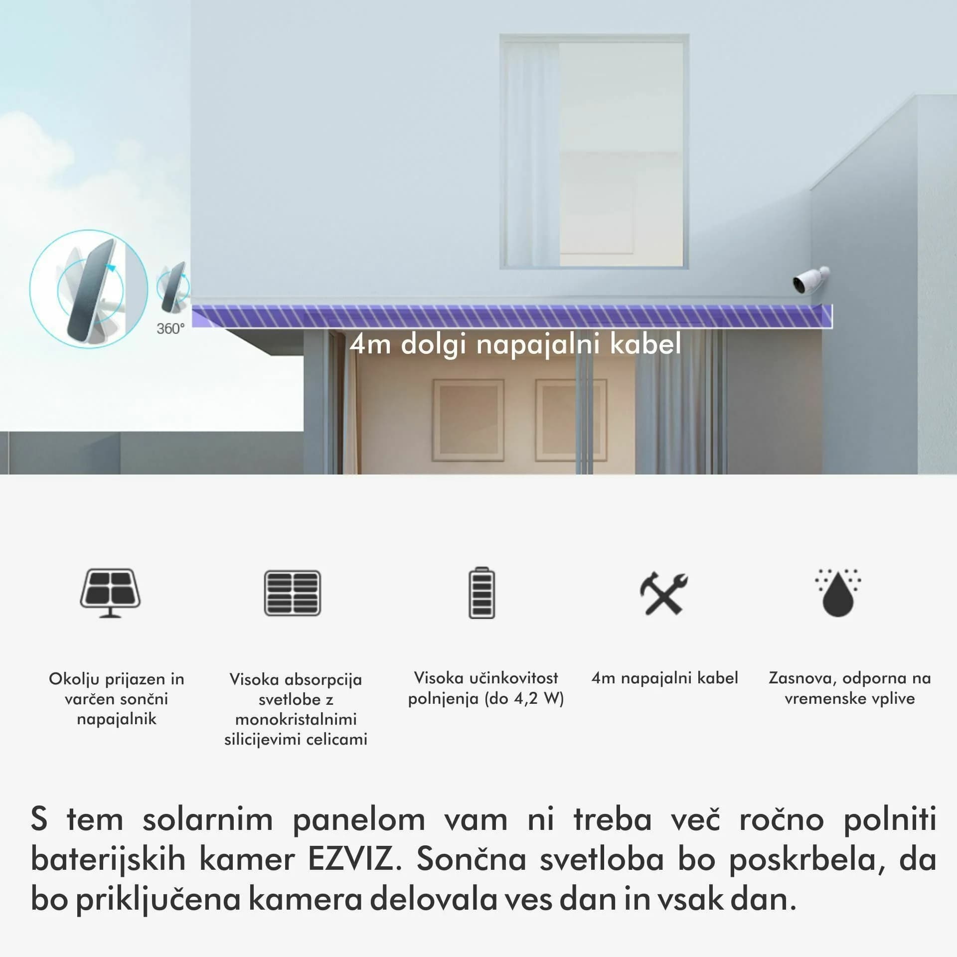 EZVIZ kamera 8.0MP brezžična BC1C + solarni panel  CS-BC1C/SP (4K) - slika 6