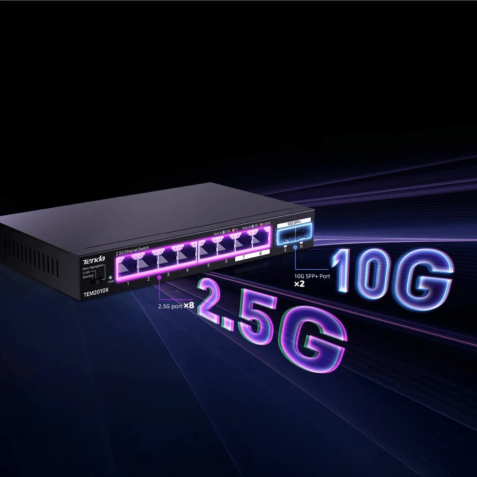 Tenda stikalo 2,5 Giga 8-port 2x SFP+ TEM2010X - slika 4