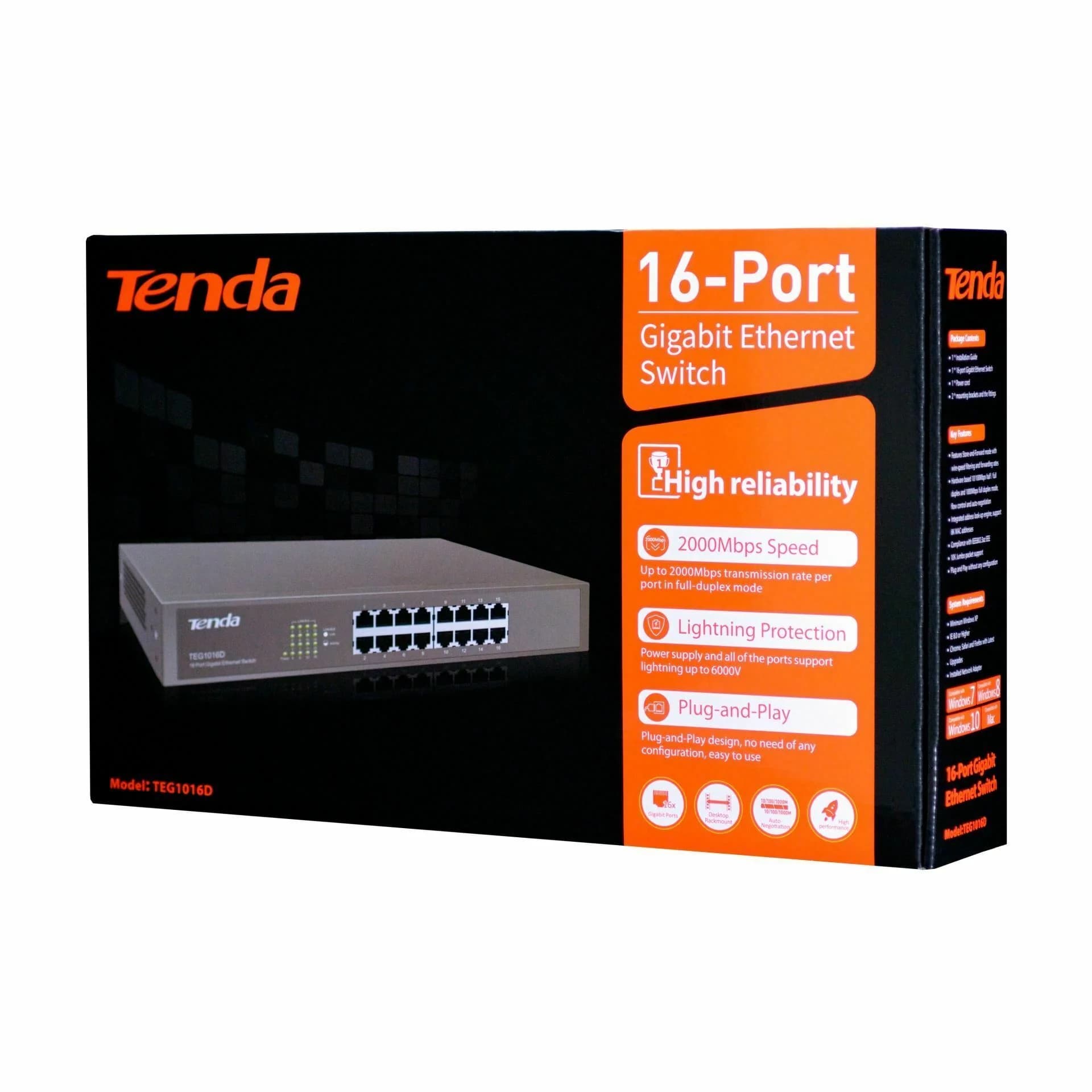 Tenda stikalo Giga 16-port rack/namizni TEG1016D - slika 4