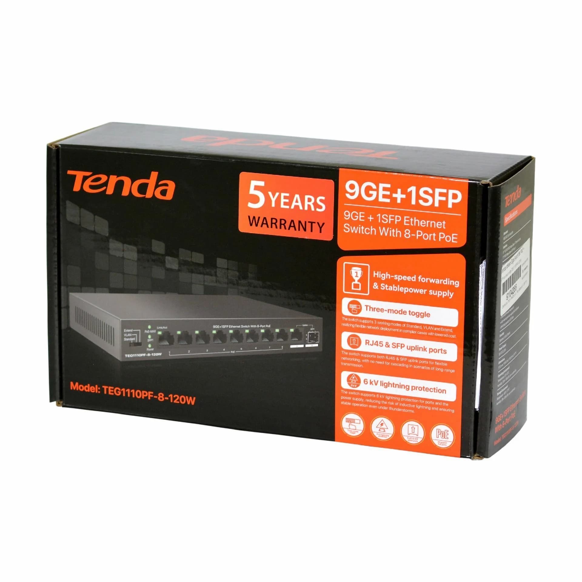 Tenda stikalo Giga 9-port 8x PoE + SFP kovinsko ohišje TEG1110PF-8-120W - slika 6
