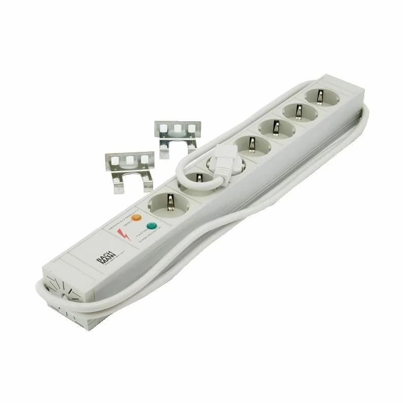 Bachmann razdelilec rack 7x250V PVC siv prenapetostna zaščita 2m 333.604 - slika 2