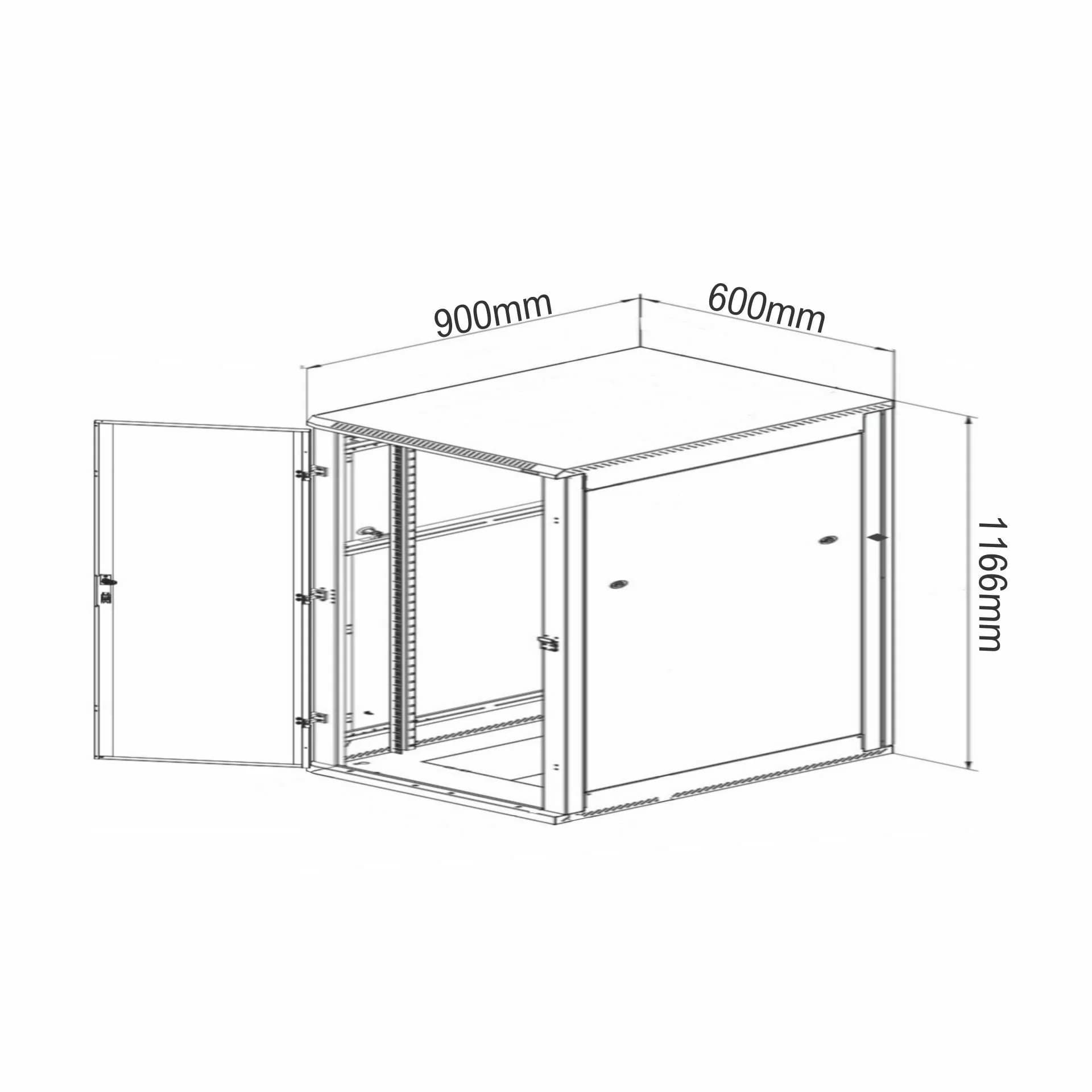DATECH kabinet 22U 1166 600x900 siv DT2.6922.9000 - slika 3