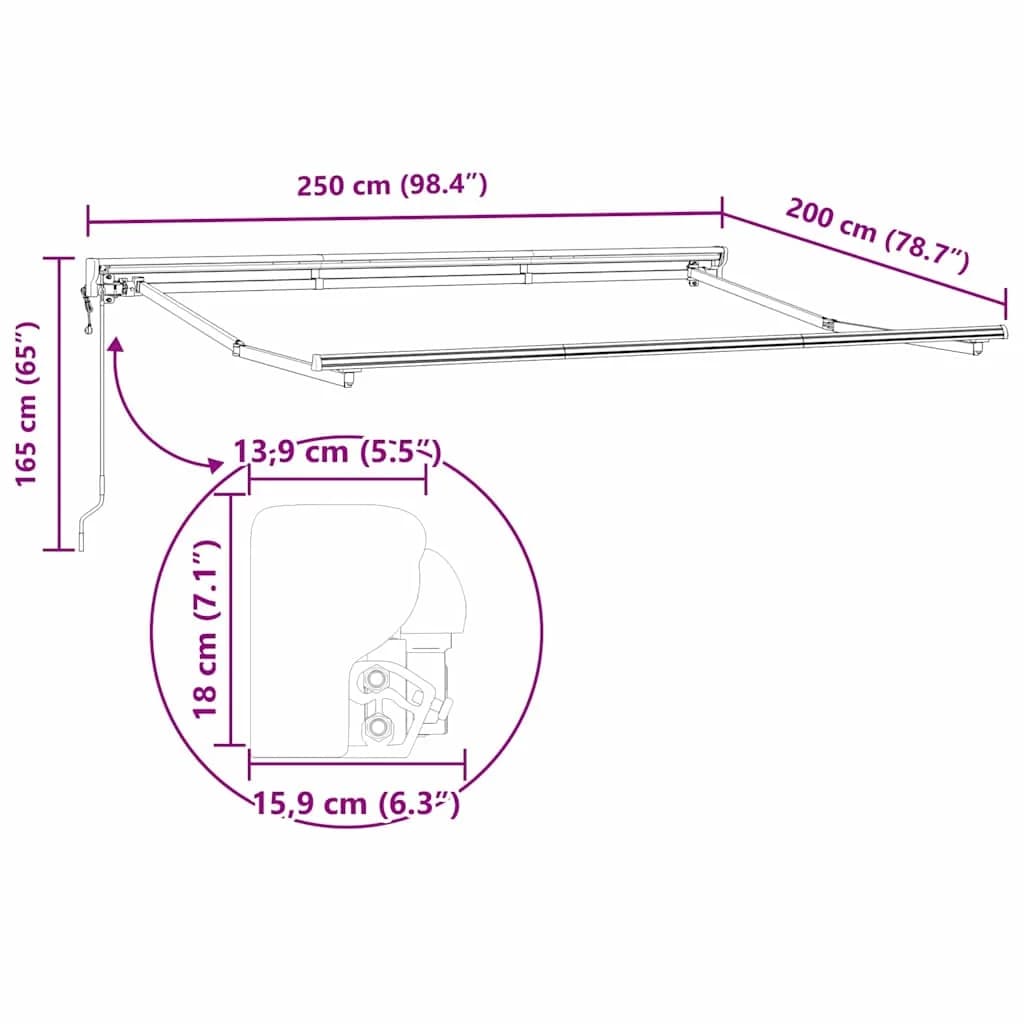 Okvir tende krema 250 x 200 cm Poliester s PU premazom - slika 12