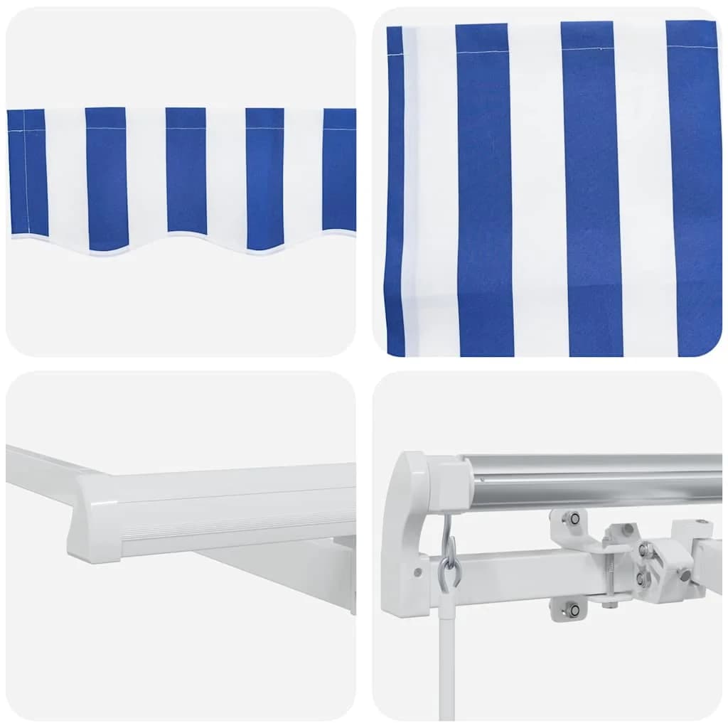 Vlečna tenda Modra in bela 350 x 250 cm Poliester in aluminij - slika 10