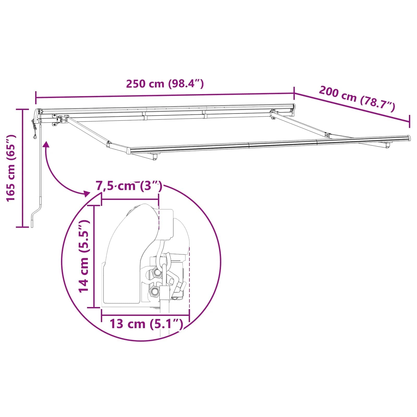 Vlečna tenda krema 250 x 200 cm blago - slika 12