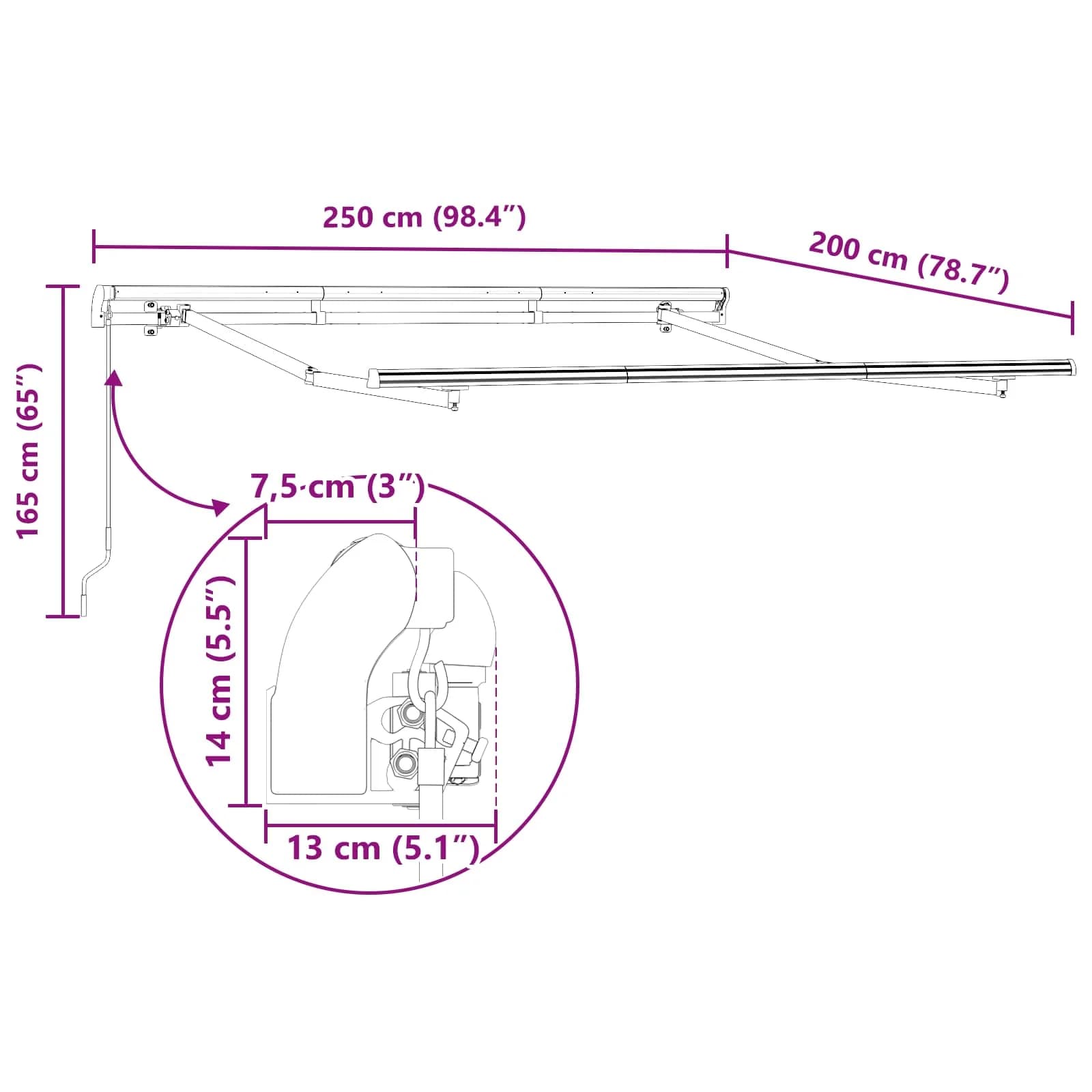 Vlečna tenda Antracit 250 x 200 cm blago - slika 12