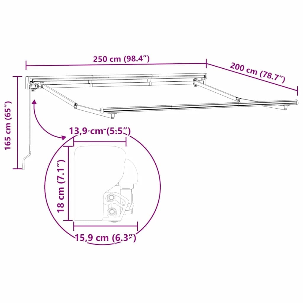 Okvir tende Antracitna in bela 250 x 200 cm - slika 12