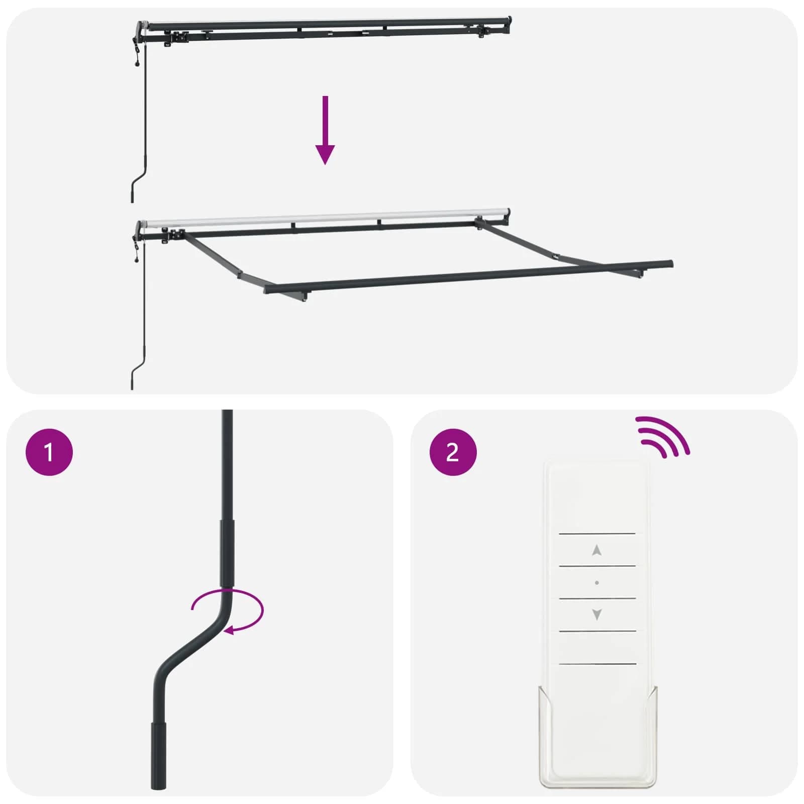 Vlečna tenda Antracit 250 x 200 cm blago - slika 9