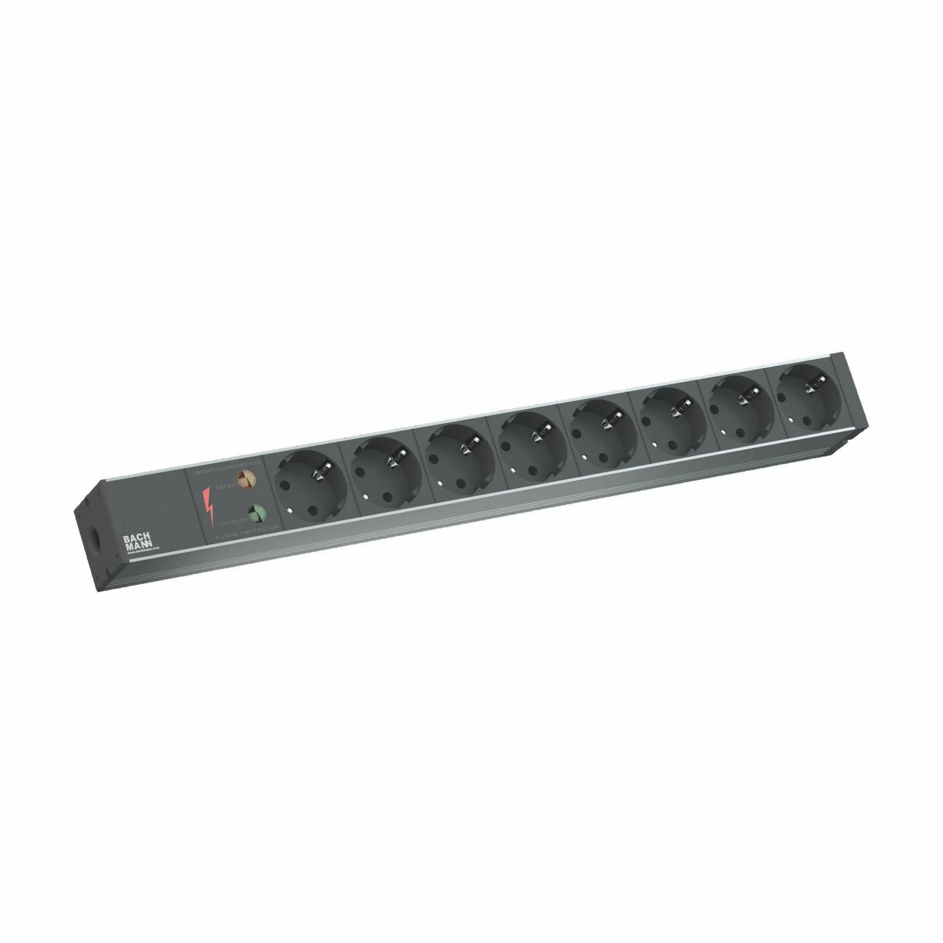Bachmann razdelilec rack 8x250V ALU črn prenapetostna zaščita 2m 333.534 - slika 1