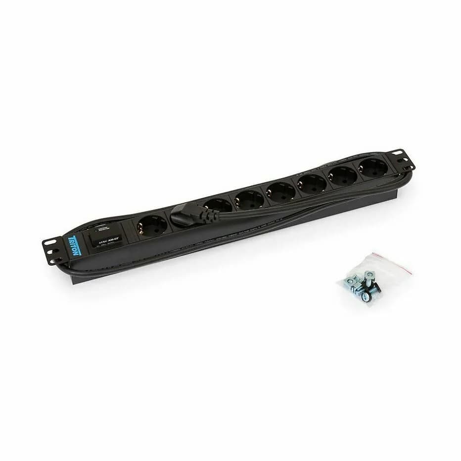 Triton razdelilec rack 8x220V ALU+prena. zaščita črna - slika 1