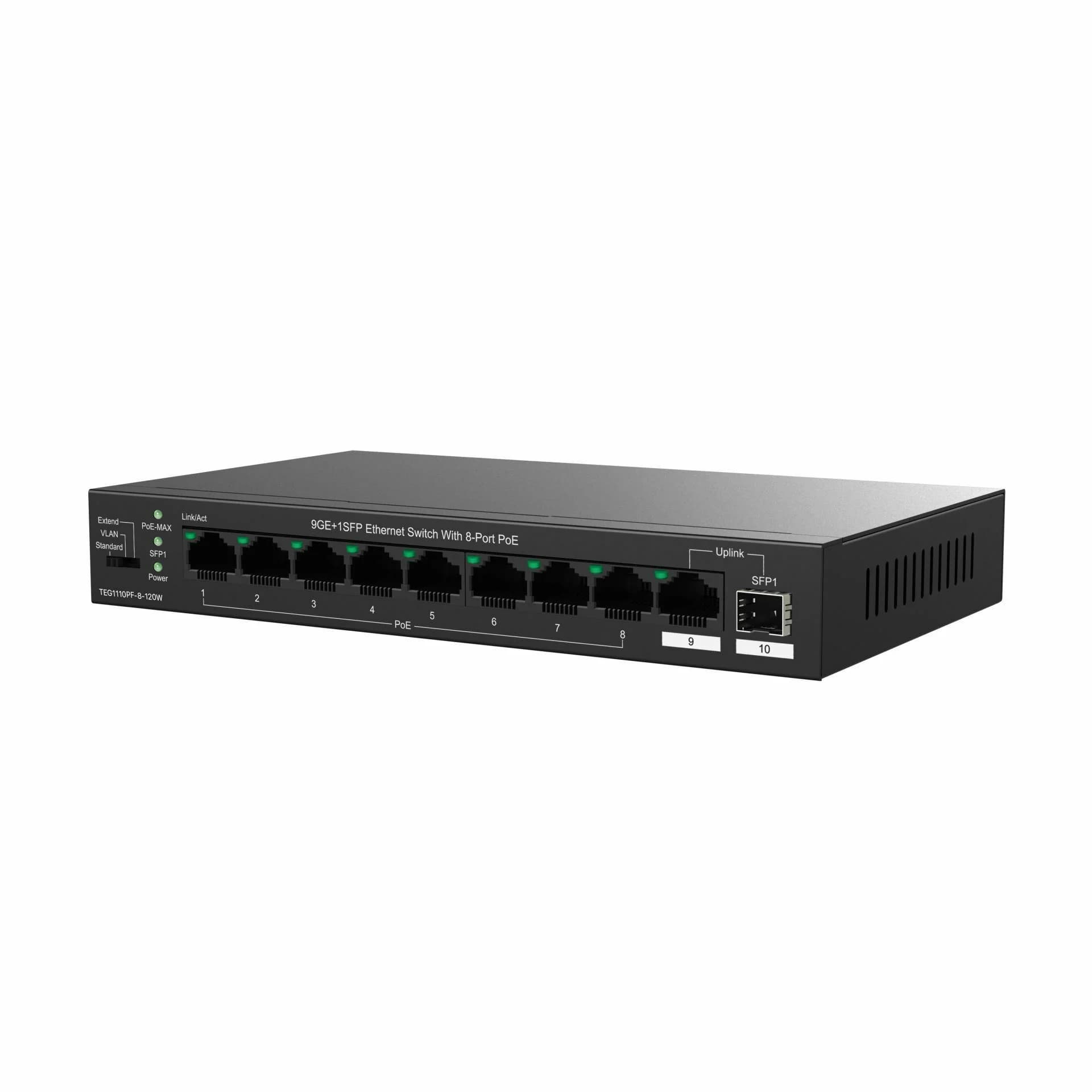 Tenda stikalo Giga 9-port 8x PoE + SFP kovinsko ohišje TEG1110PF-8-120W - slika 1