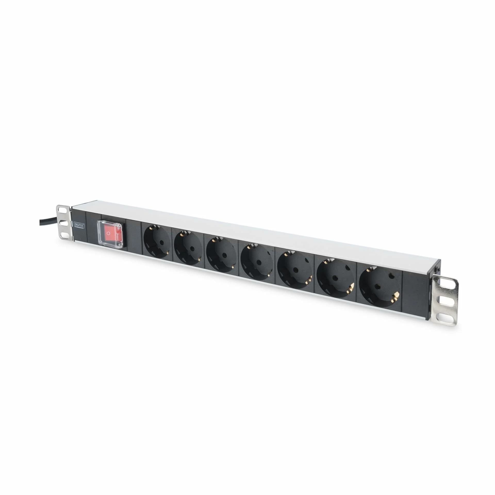 Digitus razdelilec rack 7x220V ALU+ stikalo črno/siv DN-95402 - slika 1