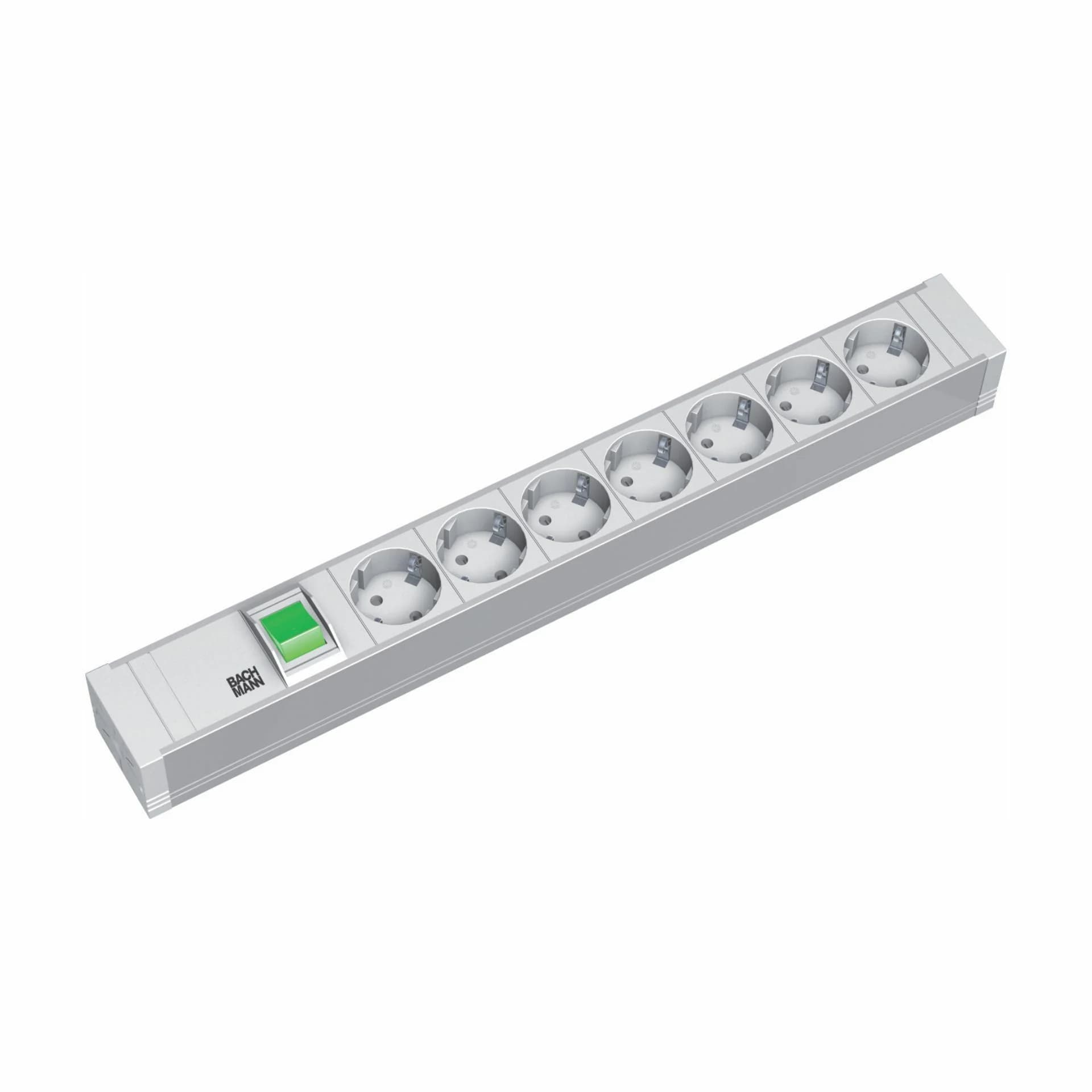 Bachmann razdelilec rack 7x250V PVC siv s stikalom 2m 333.600 - slika 1