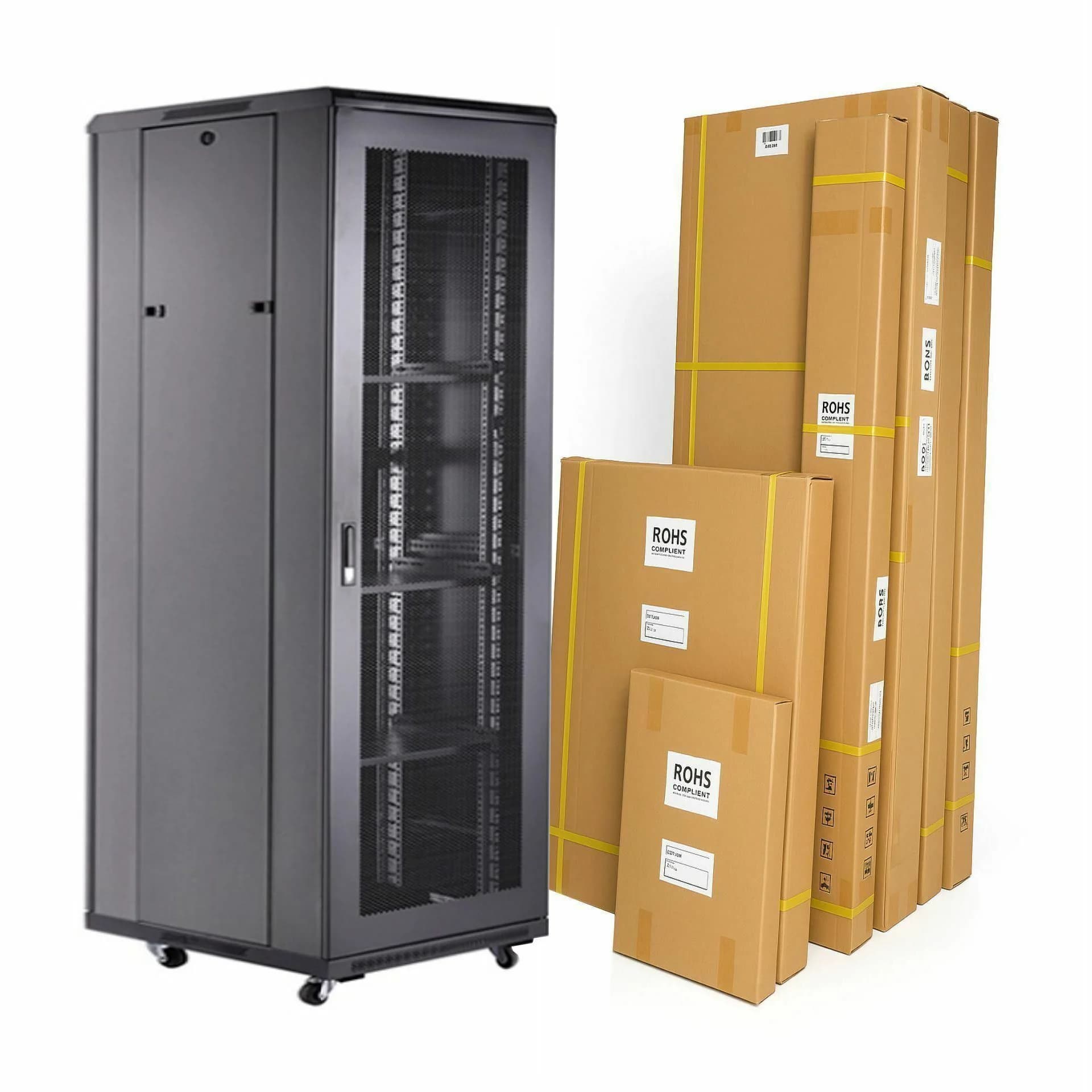DATECH kabinet 42U 2055 800x800 črn perf. vrata sp./zd.+polica DT3.8842.9001 - slika 1