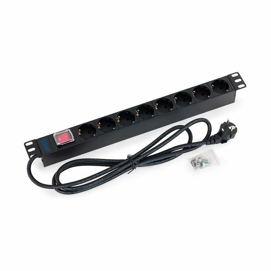 Triton razdelilec rack 8x230V ALU + stikalo črn - slika 1