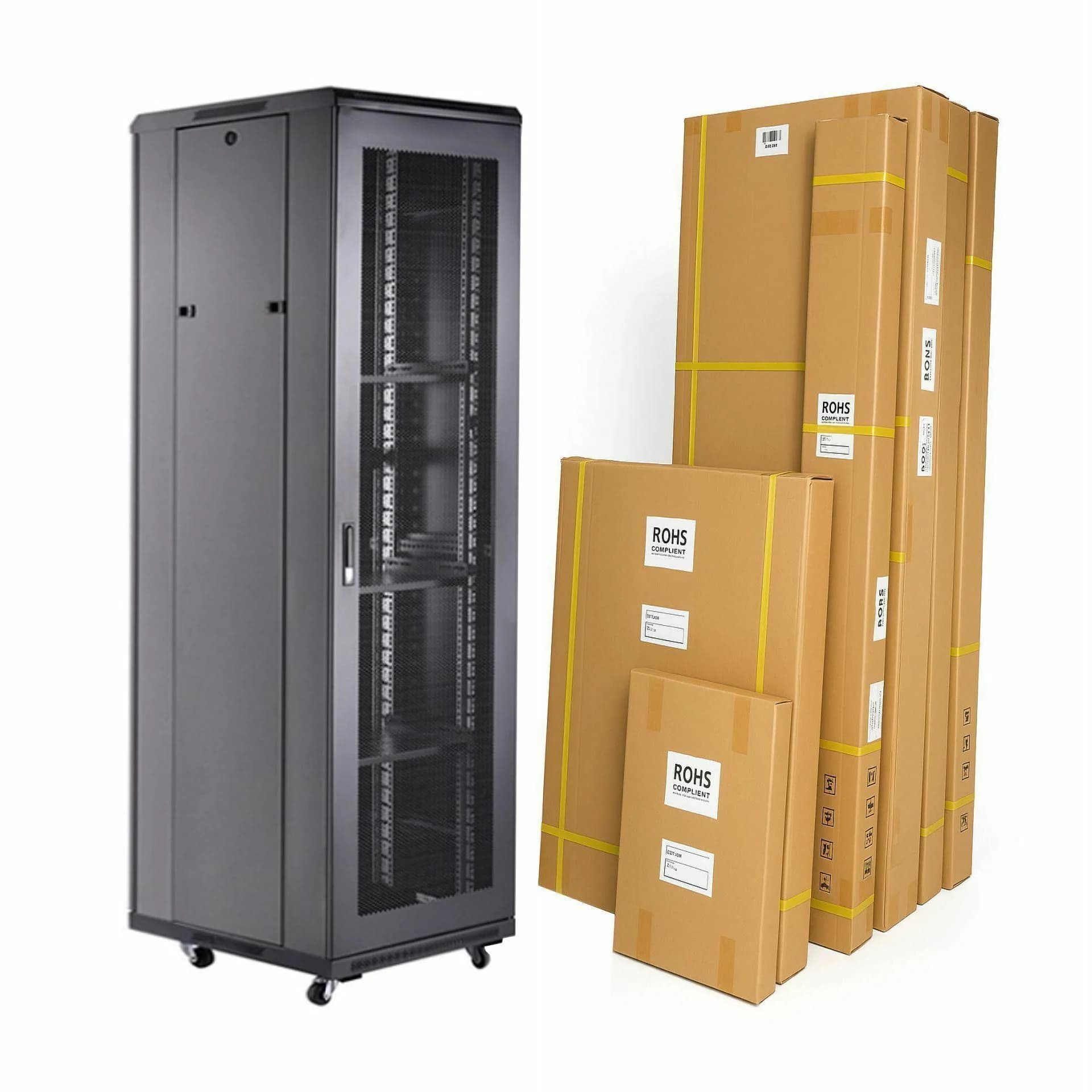 Datech DATECH kabinet 42U 2055 600x600 črn perf. vrata sp./zd.+polica DT3.6642.9001 Samostoječi