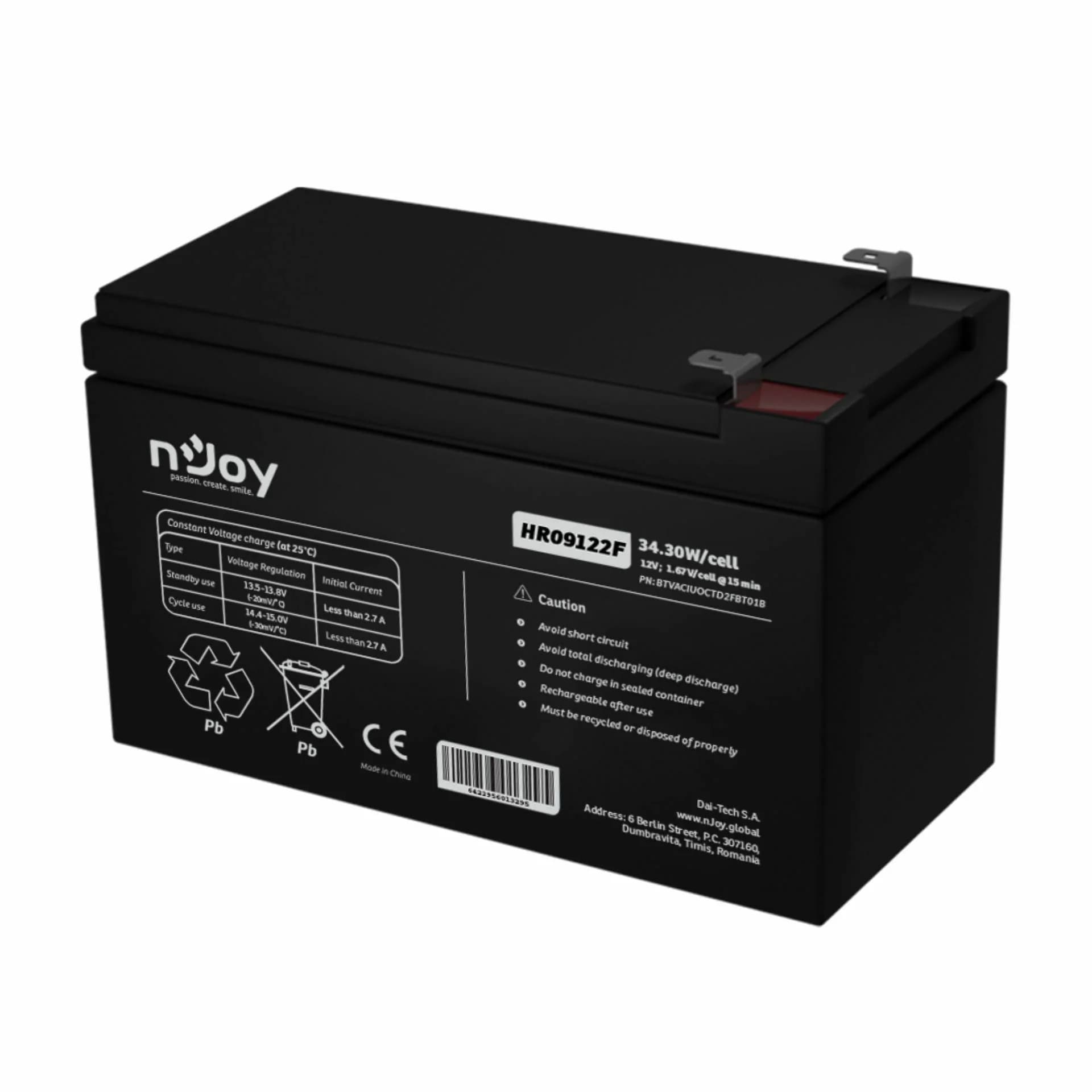 nJoy nJoy akumulator 12V/9Ah HR09122F Brezprekinitveno napajanje (UPS)